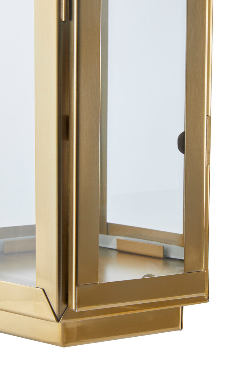 Herber Medium Gold Finish Lantern with Hair on Leather Handle