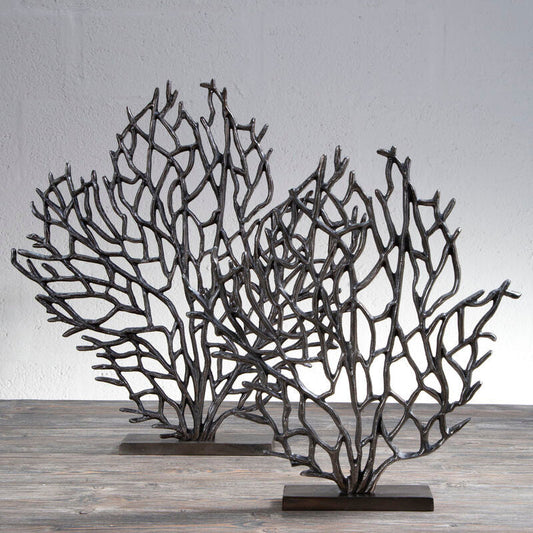 Prato Large Black Nickel Finish Coral Sculpture