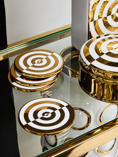 Curva Gold and White Set Of Four Coasters