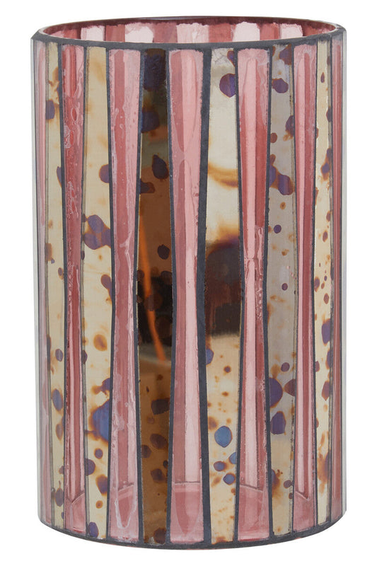 Gaia Pink Antique Finish Large Candle Holder