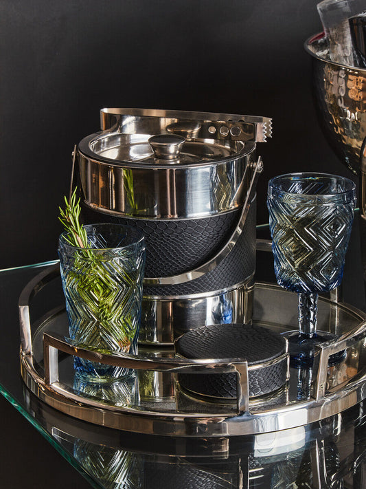Cruzar Silver Finish Mirrored Tray