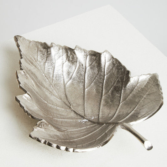 Prato Silver Finish Leaf Dish