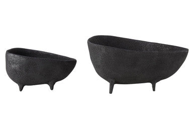 Set of Two Textured Black Bowls | Deriva