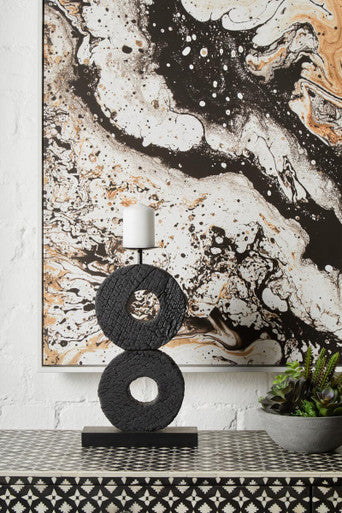 Fidel Large Charred Black Mango Wood Log Candle Holder