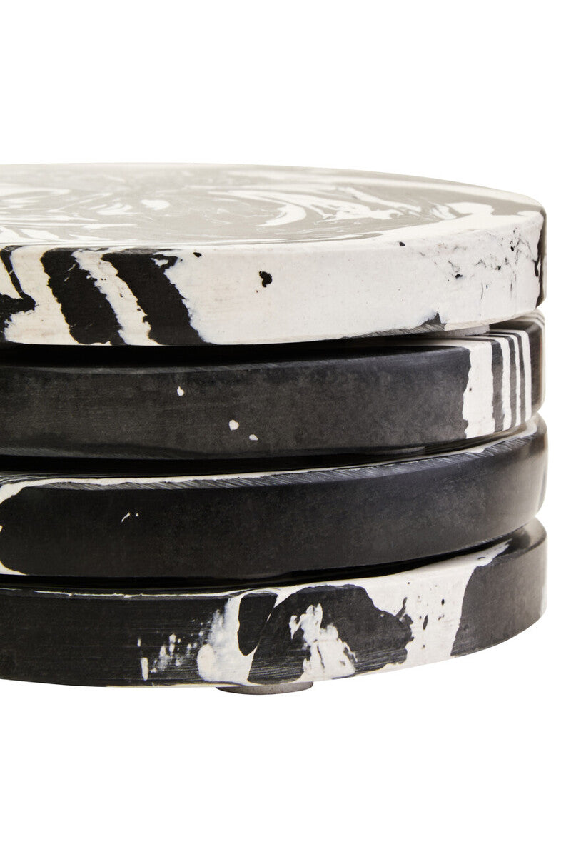 Helsa Set of Four Black And White Marble Coasters
