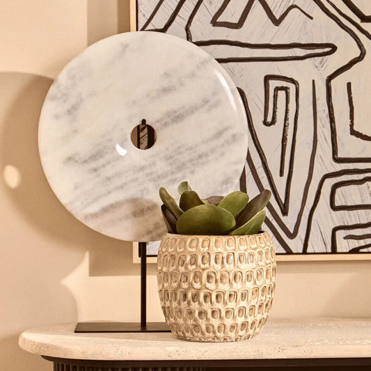 Zoro Extra Large Round Dia 35cm White Marble Disc Sculpture
