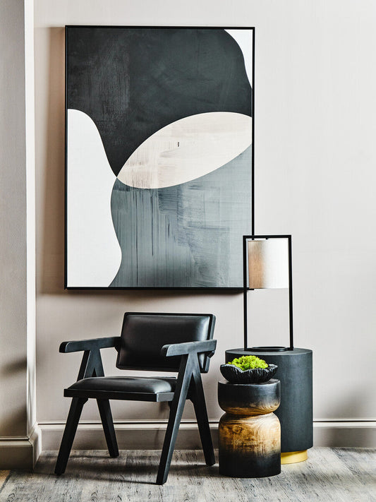 Lara Black Metal Table Lamp with Grey Shade