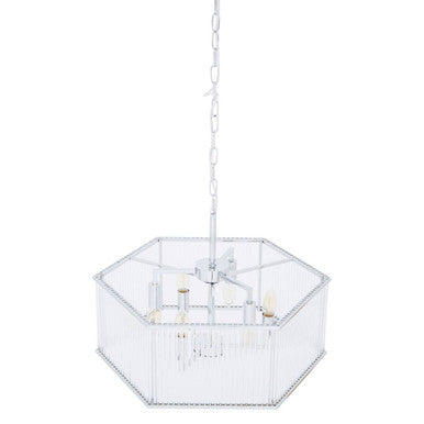 Lerici 6 Light Hexagonal Chrome Pendant Light