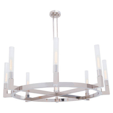 Nickel Finish 8 Bulb Round Statement Pendant Light | Alexis