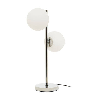White Glass with Chrome Table Lamp | Karter