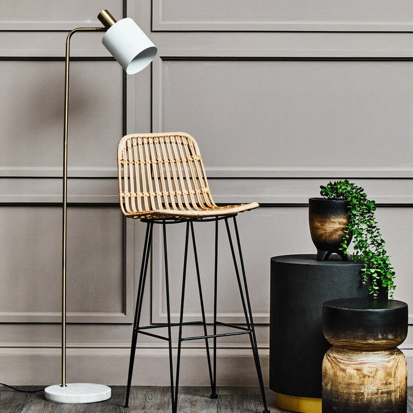 Newton White Marble and Gold Floor Lamp