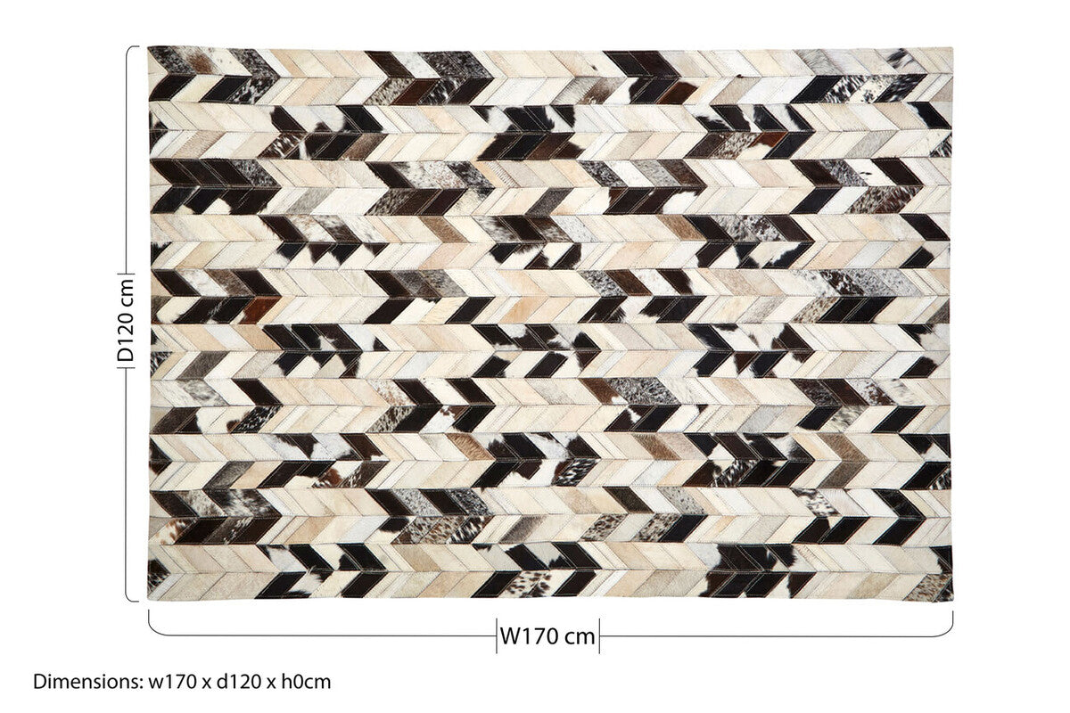 Bosie Small Hair on Leather Chevron Patchwork Rug | Safira