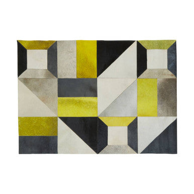 Bosie Small Abstract Hair on Leather Patchwork Rug | Safira