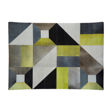 Bosie Large Abstract Hair on Leather Patchwork Rug | Safira