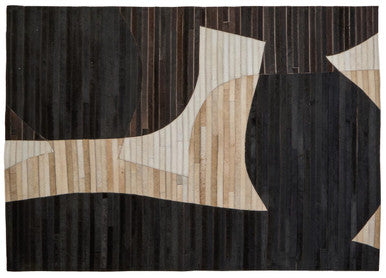 Bosie Small Abstract Hair on Leather Rug | Safira