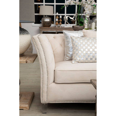 Bosie Crush Leather Effect Silver Cushion | Kensington Townhouse