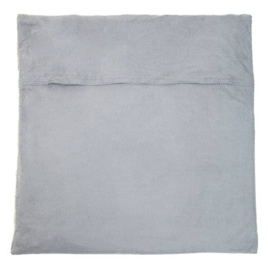 Bosie Grey Hair on Leather Patchwork Cushion | Safira