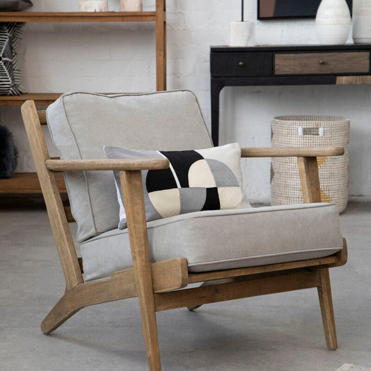 Bosie Ozella Circular Print Embroidered Rectangular Cushion