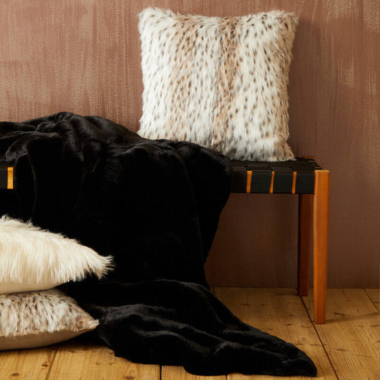 Bosie Lamina Black Fur Throw