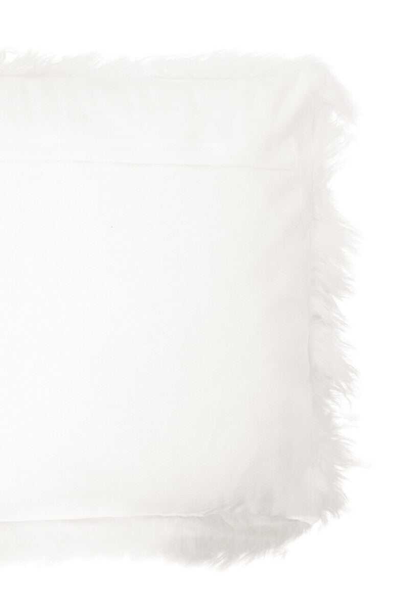 Bosie Real Fur White Square Cushion | Mongolian