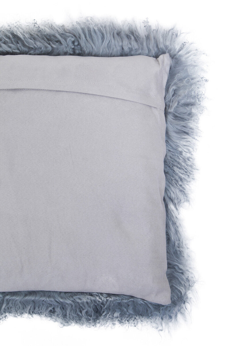 Bosie Real Mongolian Fur Grey Square Cushion