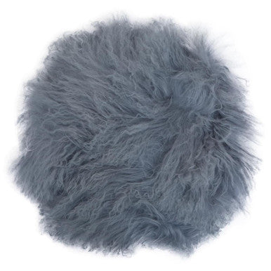 Bosie Real Fur Grey Round Cushion | Mongolian