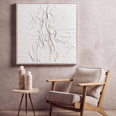 Astratto White Hand Painted Sculptural Fabric Wall Art