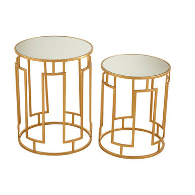 Avantis Set Of 2 Mirrored Top Round Side Tables
