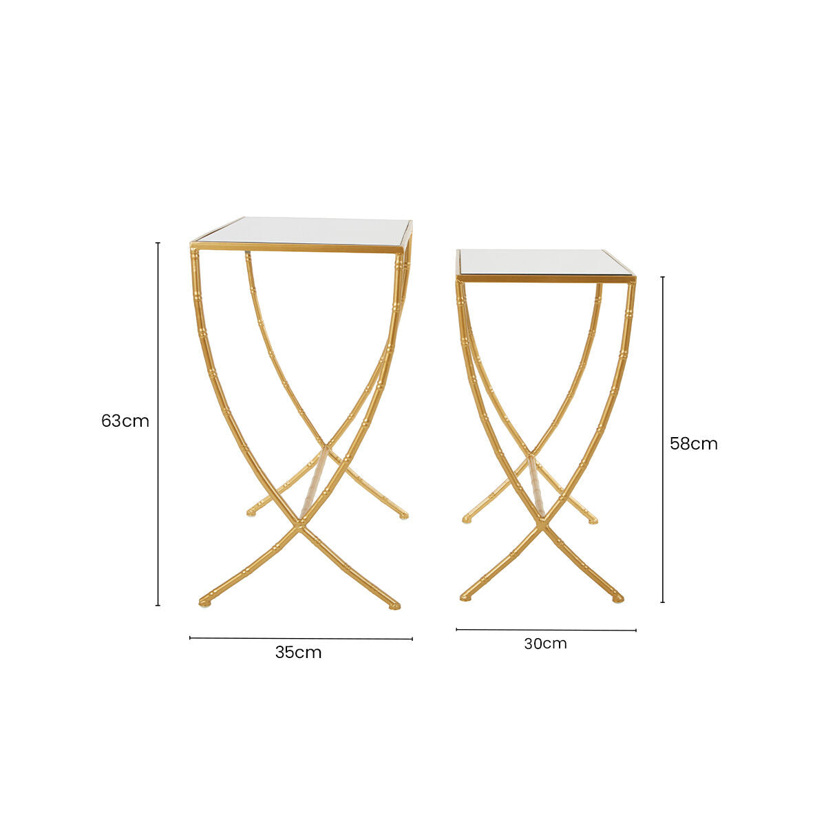 Avantis Set Of 2 Bamboo Design Side Tables