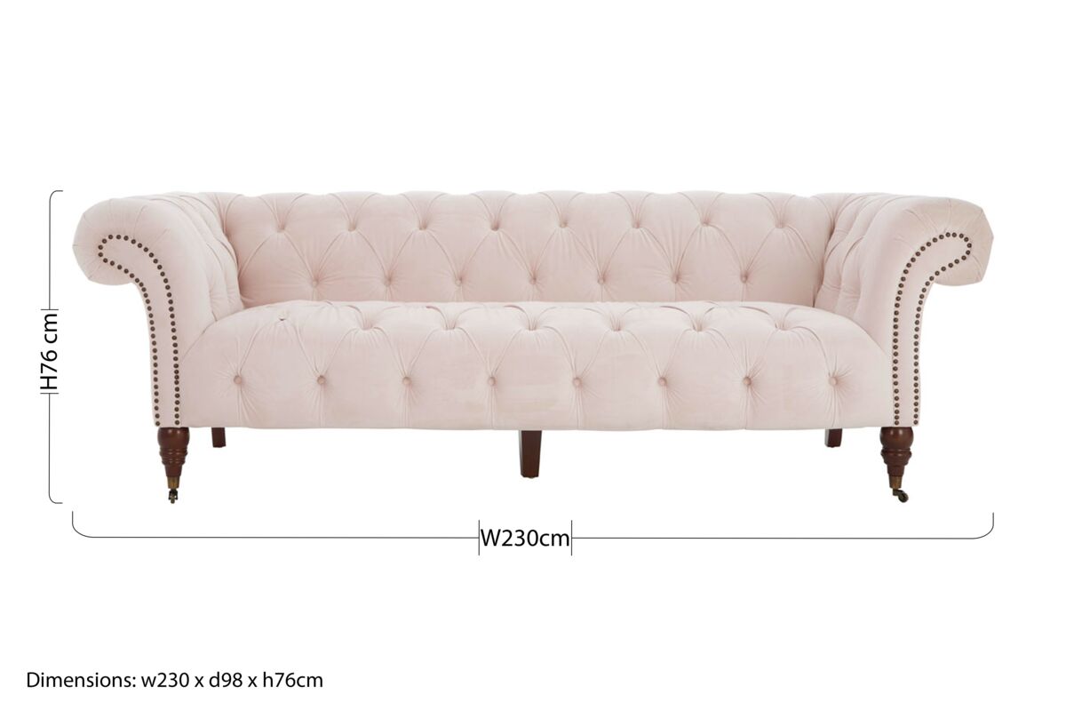 Suri 3 Seat Blossom Fabric Chesterfield Sofa