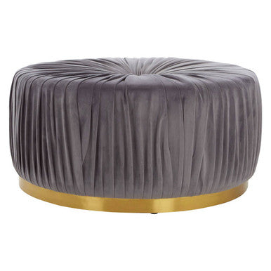 Shea Grey Fabric Footstool with Button Tufting
