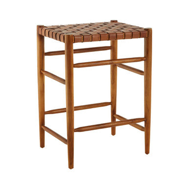 Brown Woven Leather Barstool | Kendari