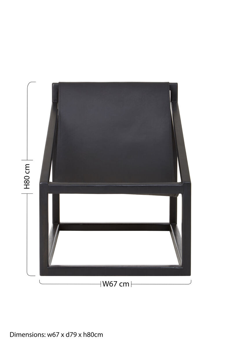 Kendari Black Cow Leather Chair with Wood Frame