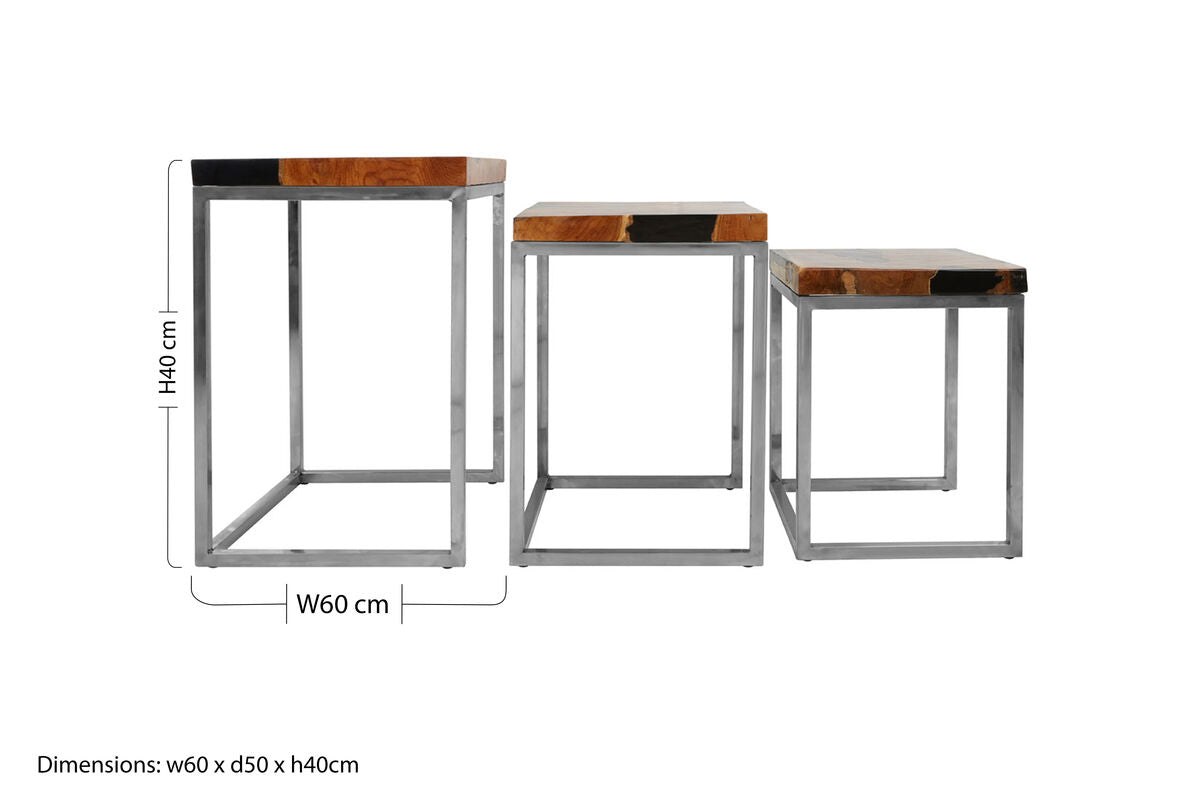 Surak Set Of 3 Teak Wood Nesting Tables