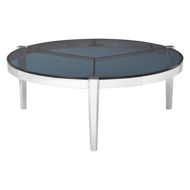 Round Coffee Table with Smoky Grey Glass Top | Piermount