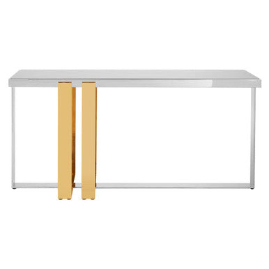 Frosted Glass Console Table with Gold and Silver Finish Frame | Demas
