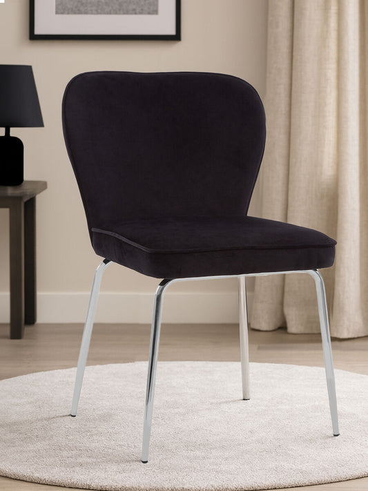 Tamzin Curved Black Chrome Finish Dining Chair