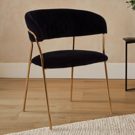 Tamzin Black Channel Gold Finish Dining Chair