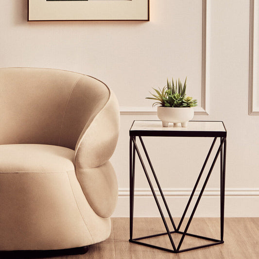 Shalimar Square Black Finish Base Side Table