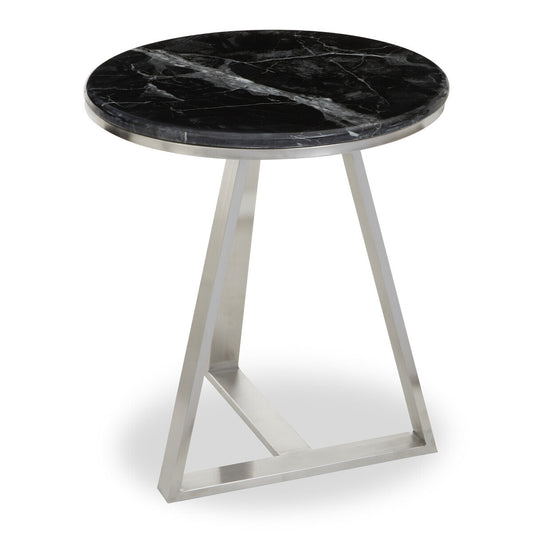 Alvaro Round Side Table With Black Marble Top