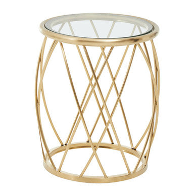 Ackley Gold Metal Side Table with Clear Glass Top