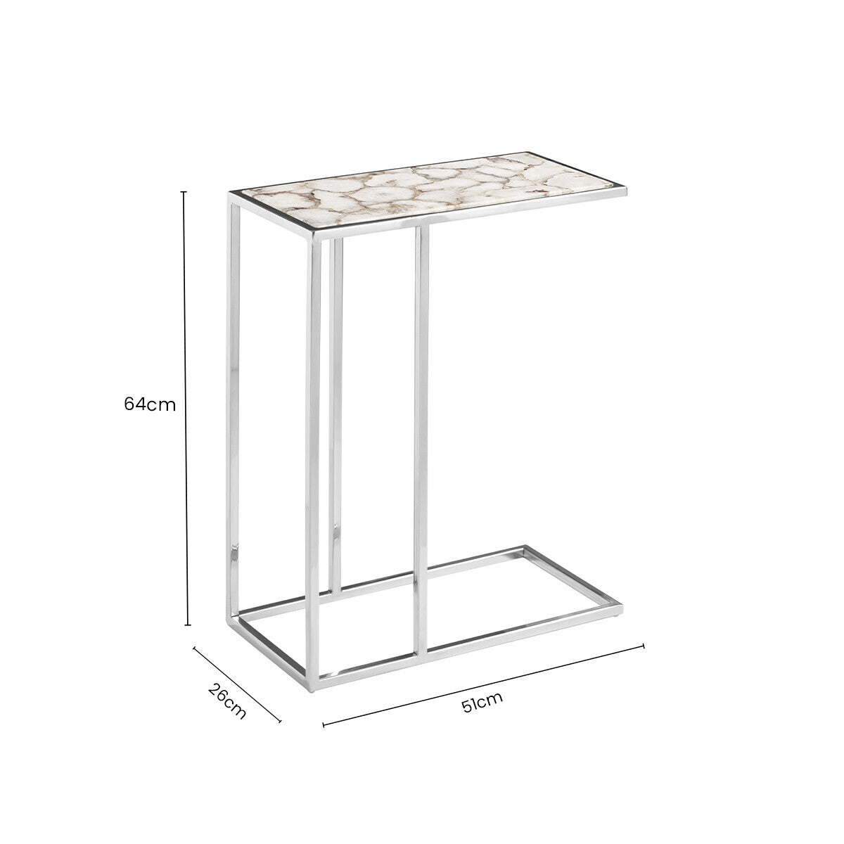 Vita White And Silver Agate Side Table