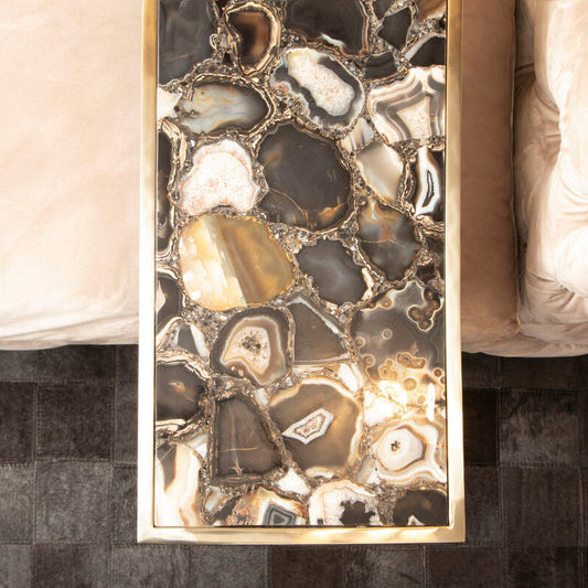 Vita Black And Gold Agate Side Table