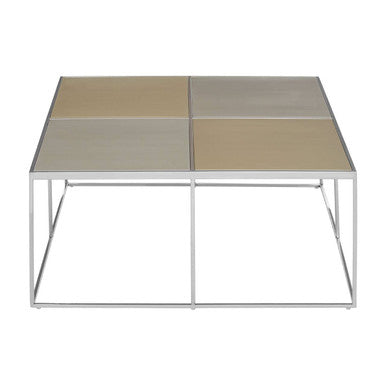 Brushed Gold and Silver Square Coffee Table | Oria