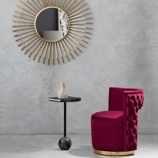 Bola Red Wine Velvet Swivel Chair