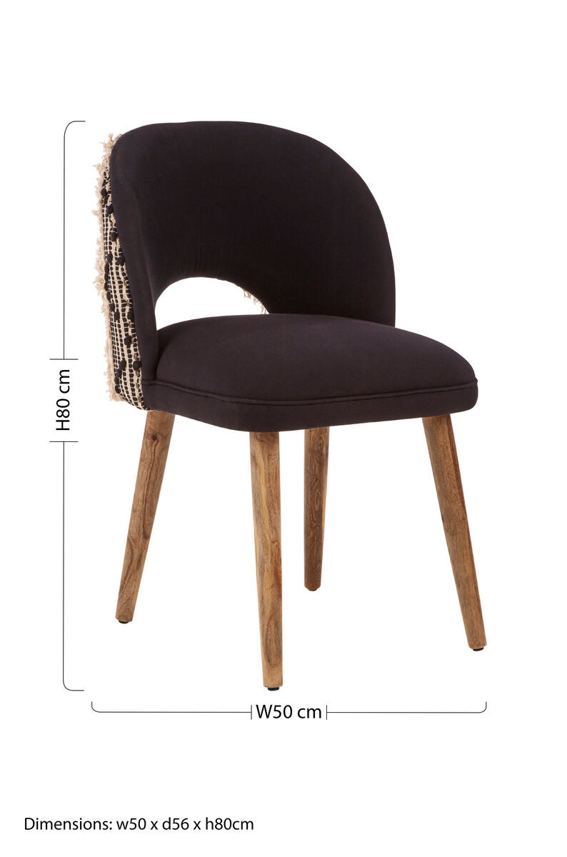 Cefena Black and White Fabric Moroccan Design Chair
