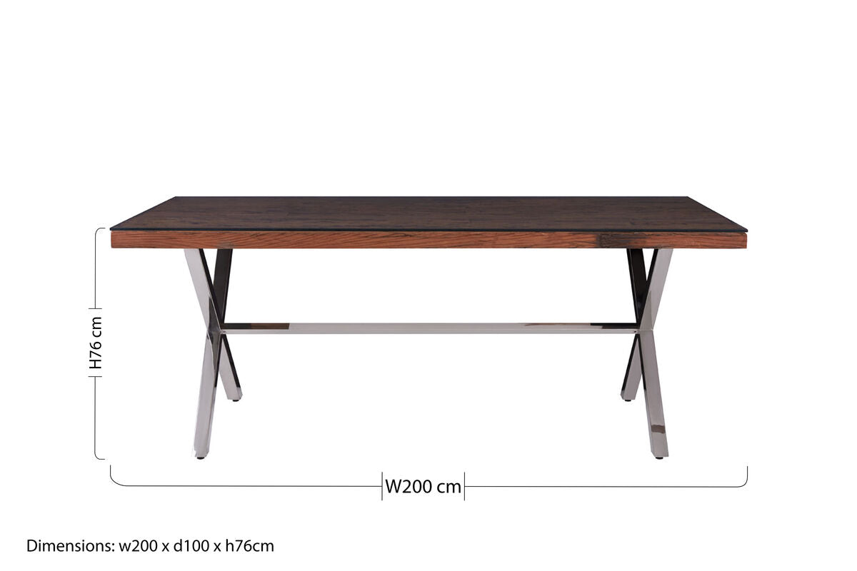 Kerala Natural Dining Table With Cross Base