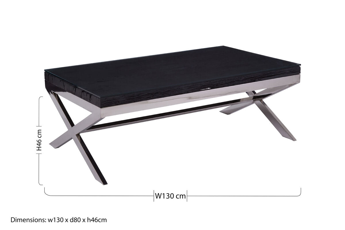 Kerala Black Coffee Table With Cross Base