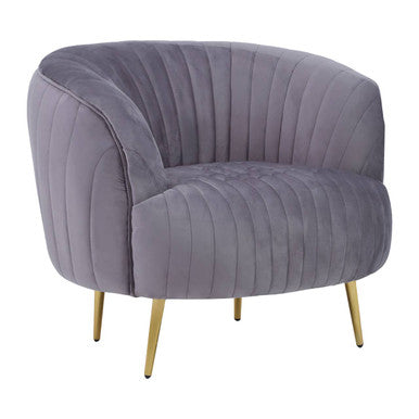 Florina Grey Velvet Chair With Gold Legs