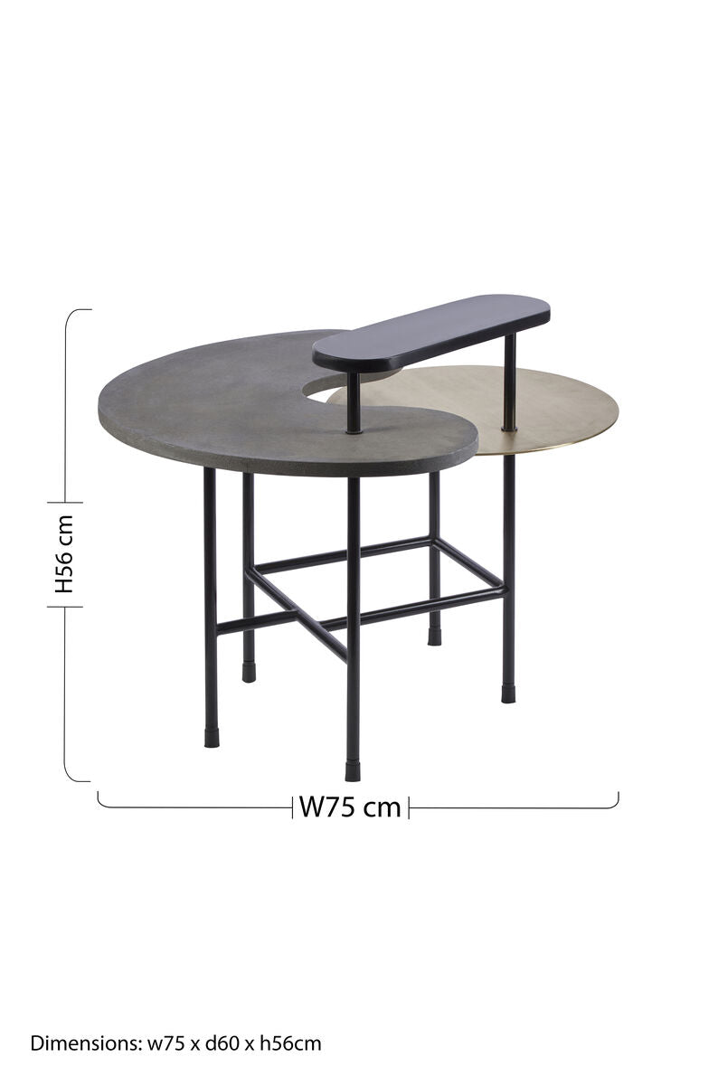 Serrano Grey Concrete Effect and Marble 3 Tier Coffee Table